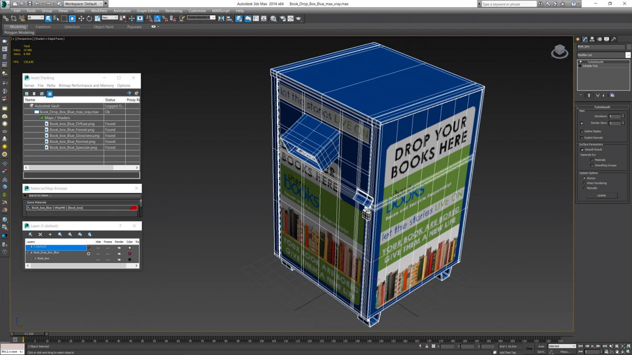 3D Book Drop Box Blue model