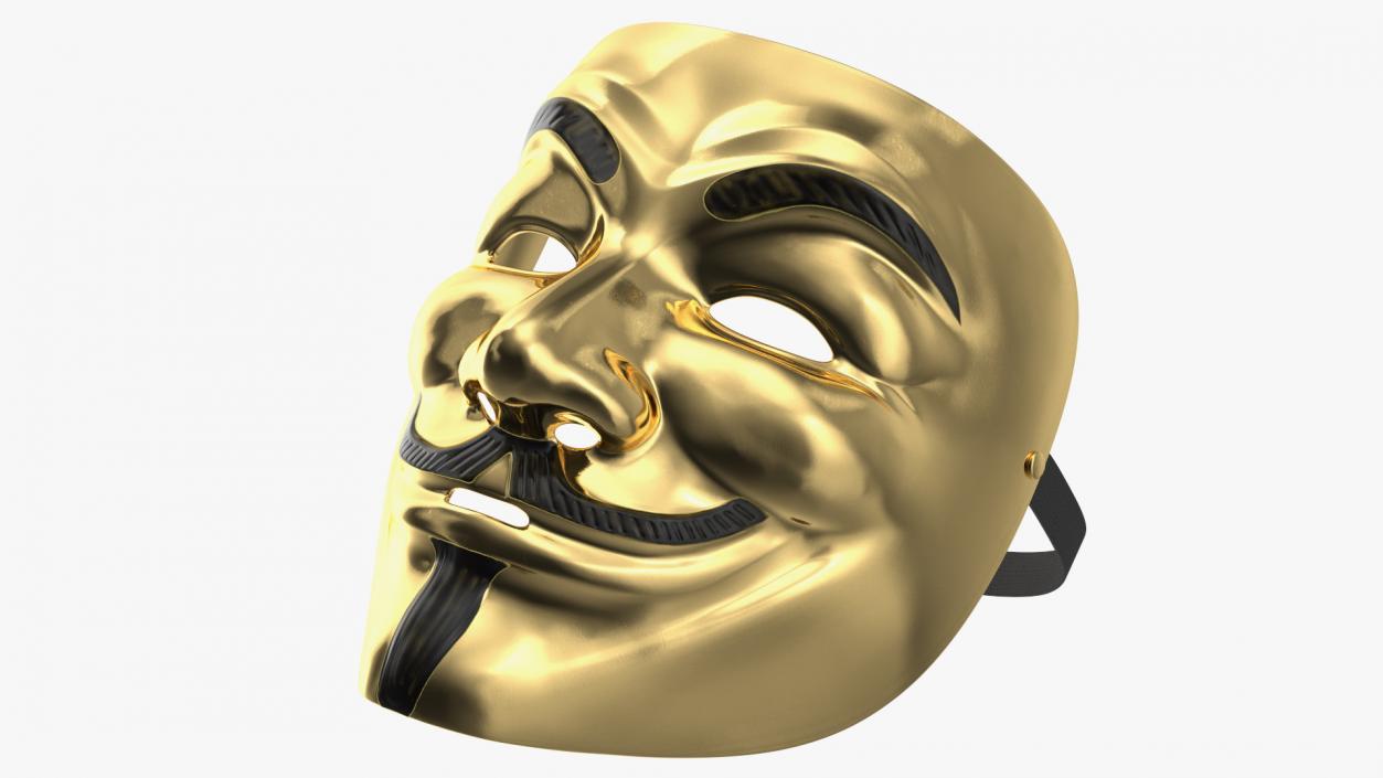 3D model Guy Fawkes Mask Gold