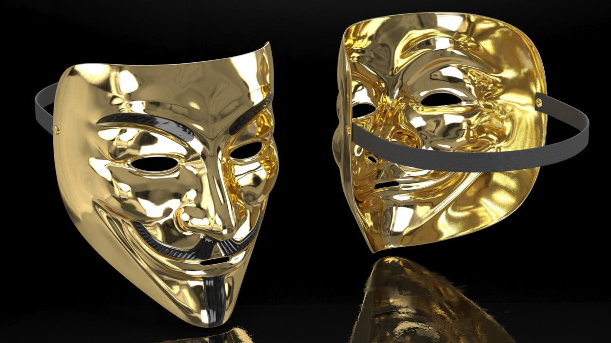 3D model Guy Fawkes Mask Gold