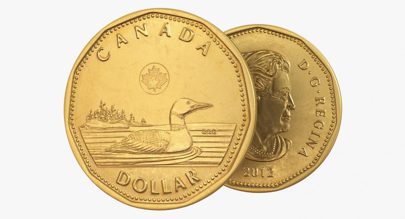 Canadian Dollar Coin Loonie 3D