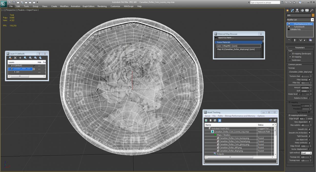 Canadian Dollar Coin Loonie 3D