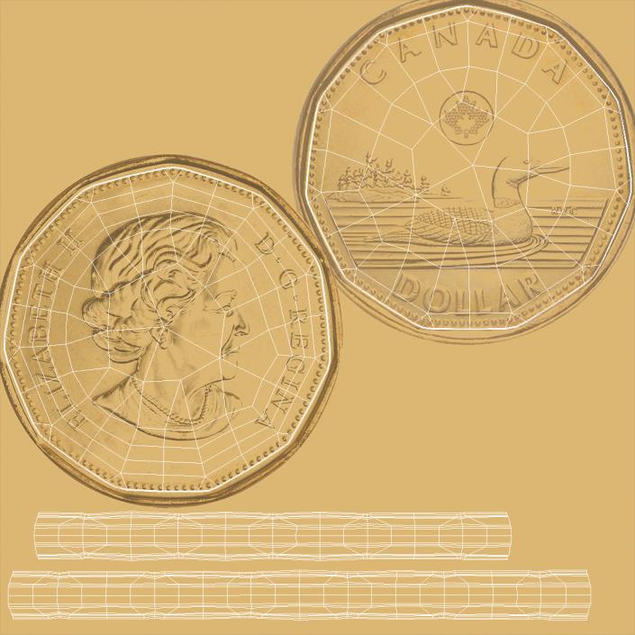 Canadian Dollar Coin Loonie 3D