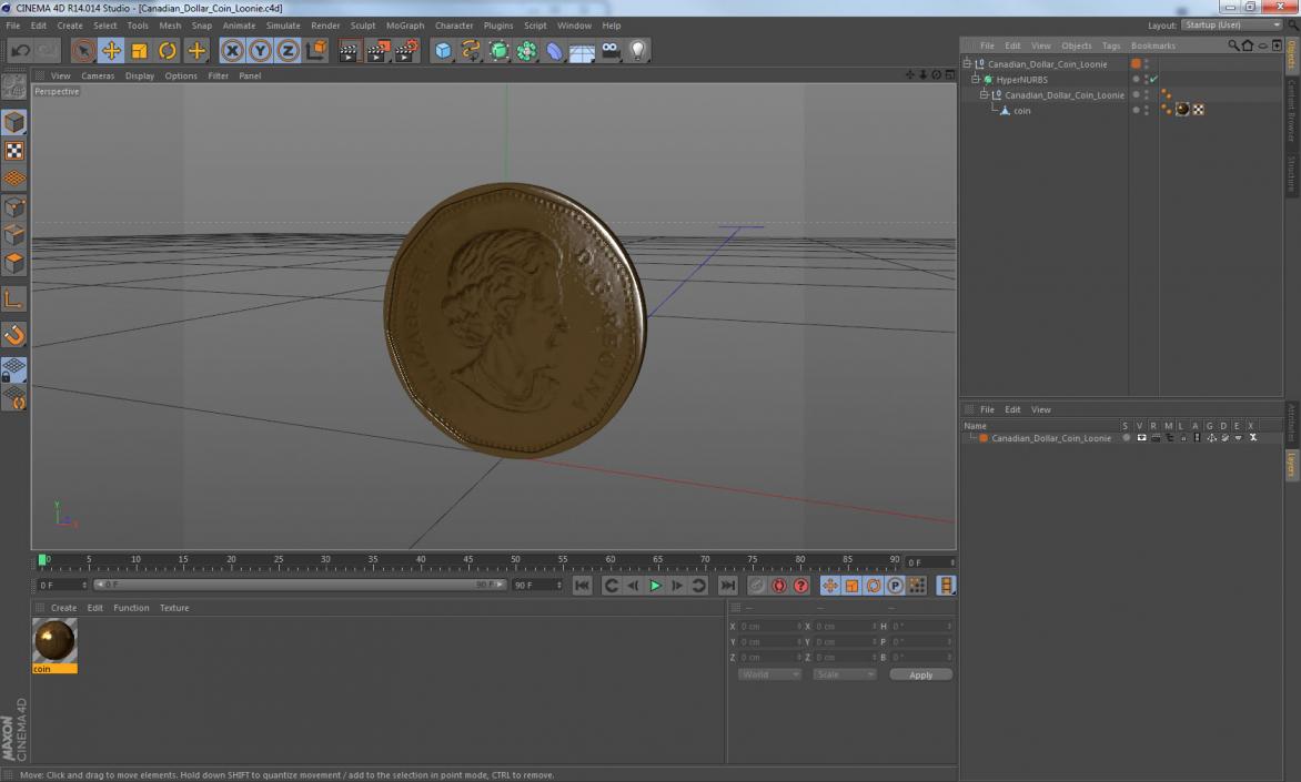 Canadian Dollar Coin Loonie 3D