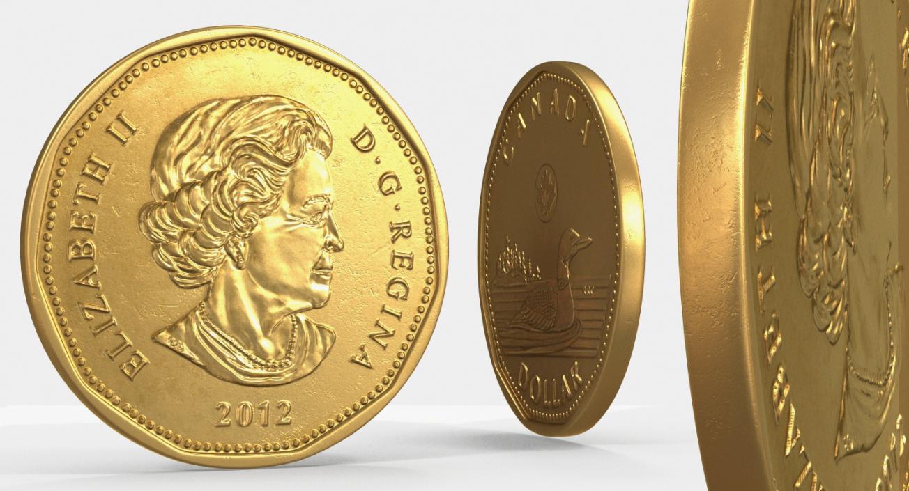 Canadian Dollar Coin Loonie 3D