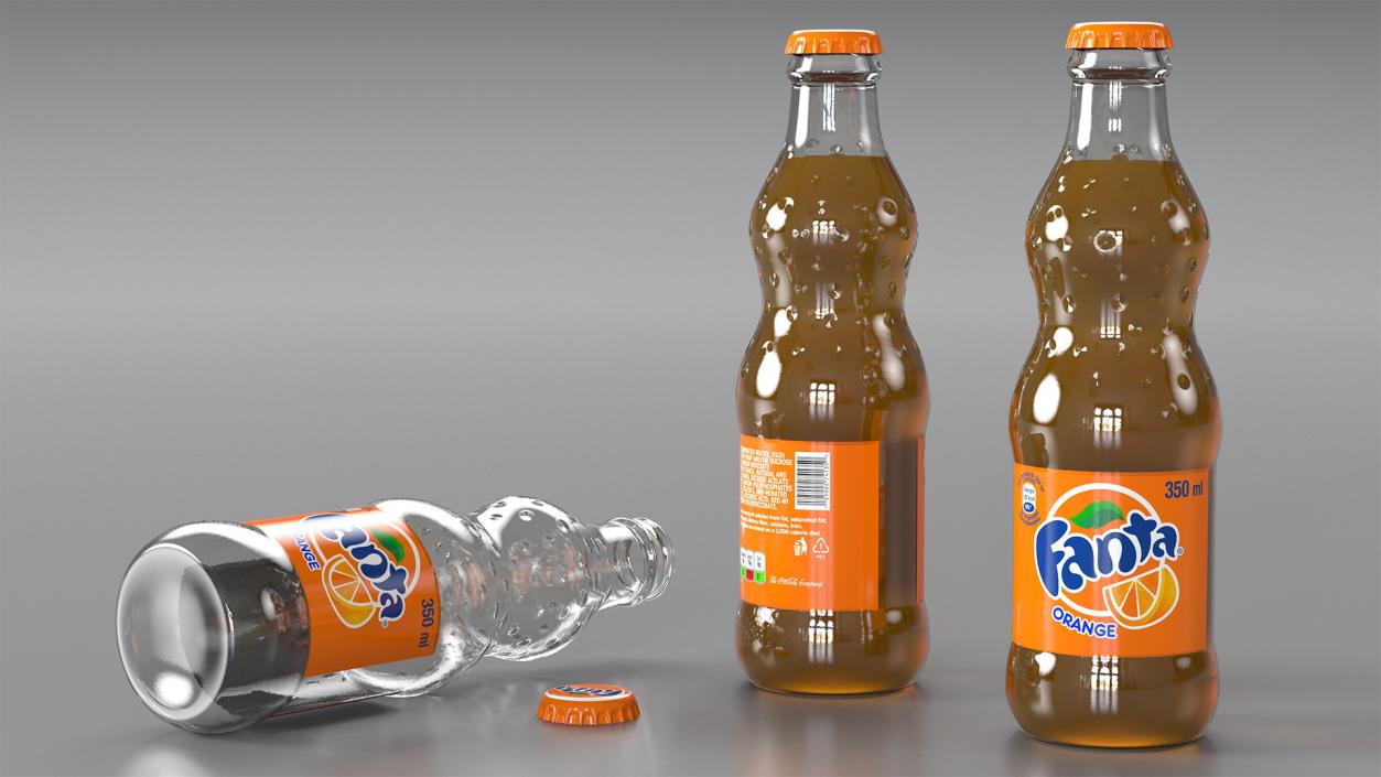 3D Fanta Glass Bottle model