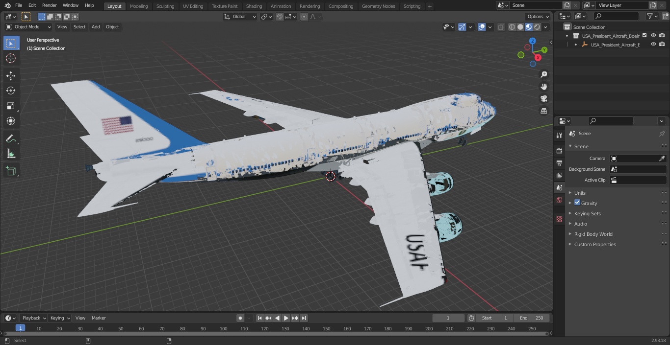 3D USA President Aircraft Boeing E4B model