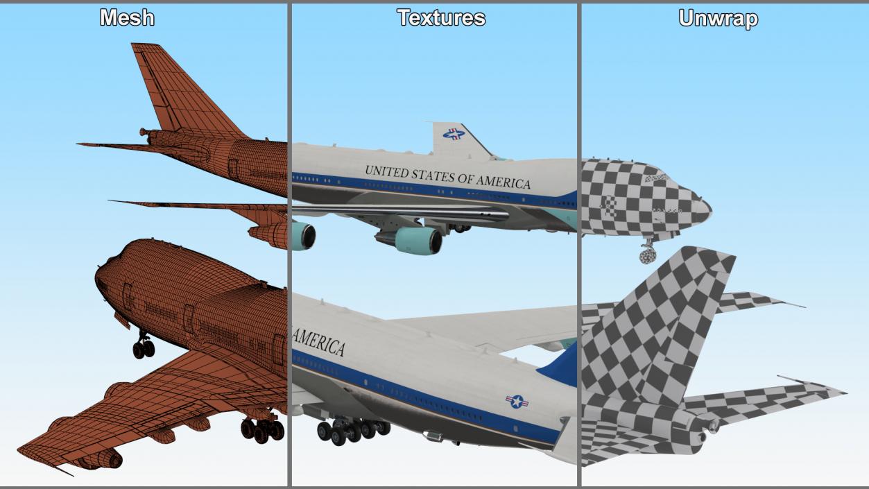 3D USA President Aircraft Boeing E4B model