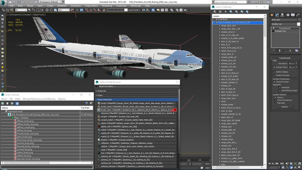 3D USA President Aircraft Boeing E4B model