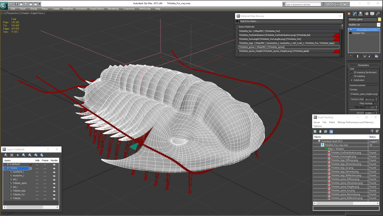 3D Trilobite Fur model