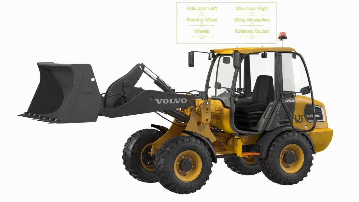 Volvo L25 Electric Loader with Bucket Rigged 3D model