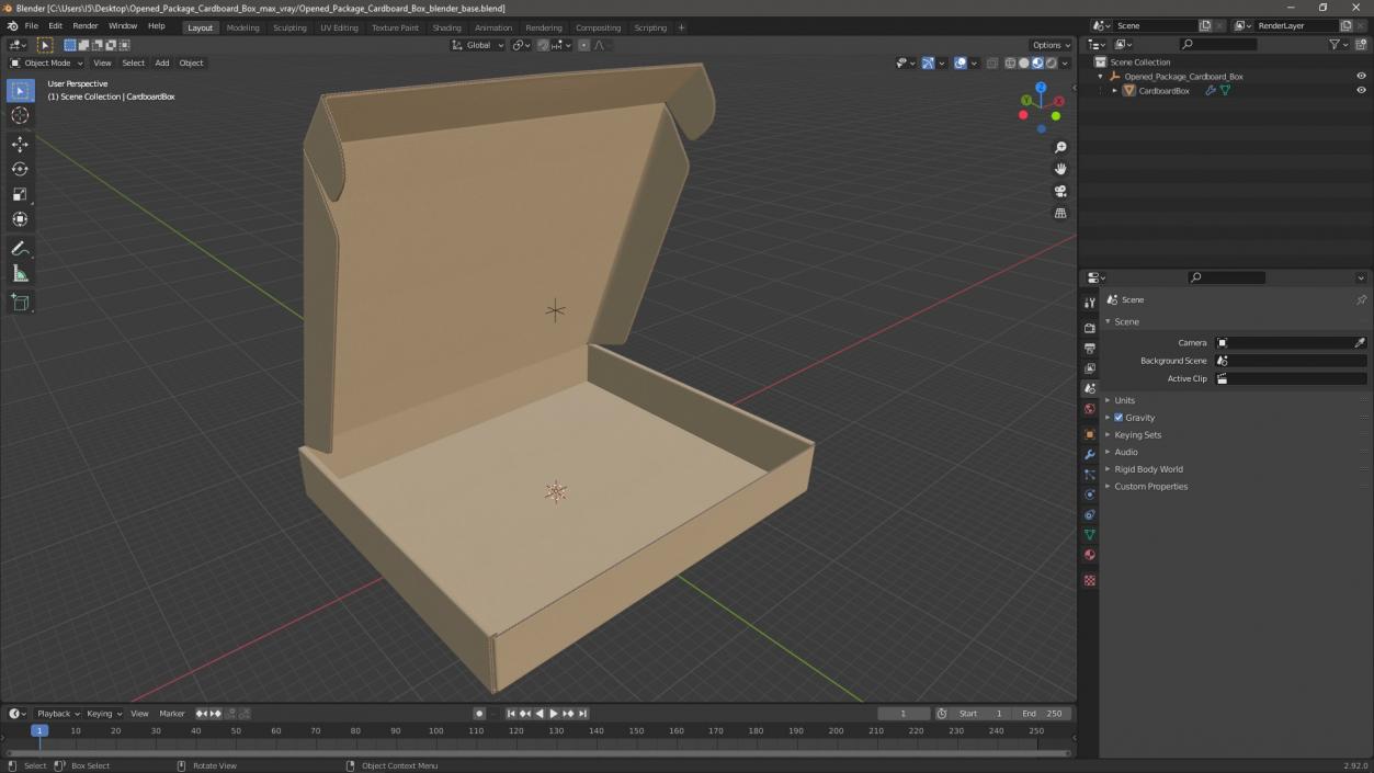 3D Opened Package Cardboard Box model