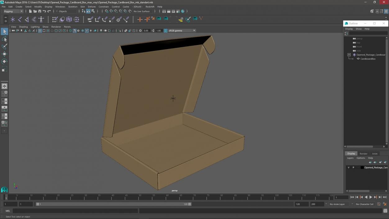 3D Opened Package Cardboard Box model