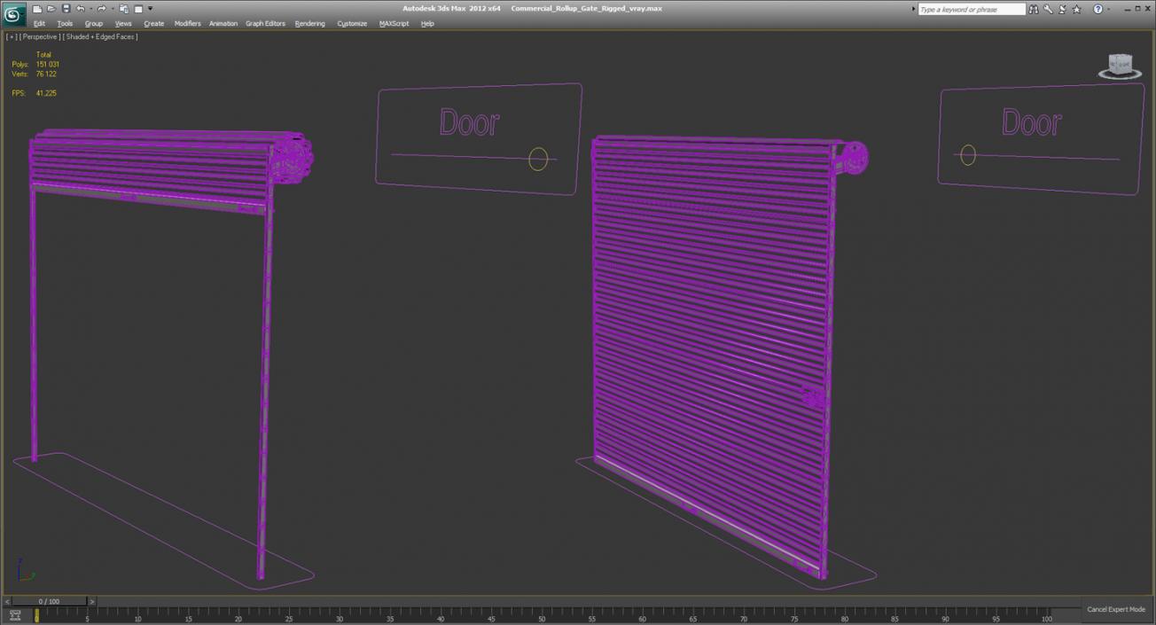 Commercial Rollup Gate Rigged 3D model