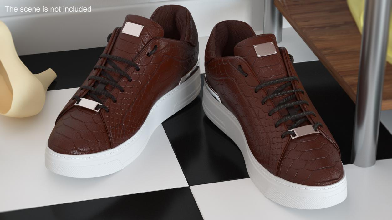 Sneakers Python Leather Brown 3D model