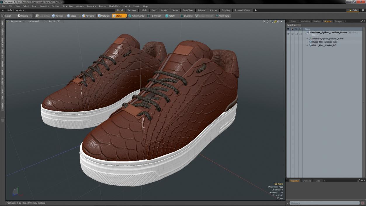 Sneakers Python Leather Brown 3D model