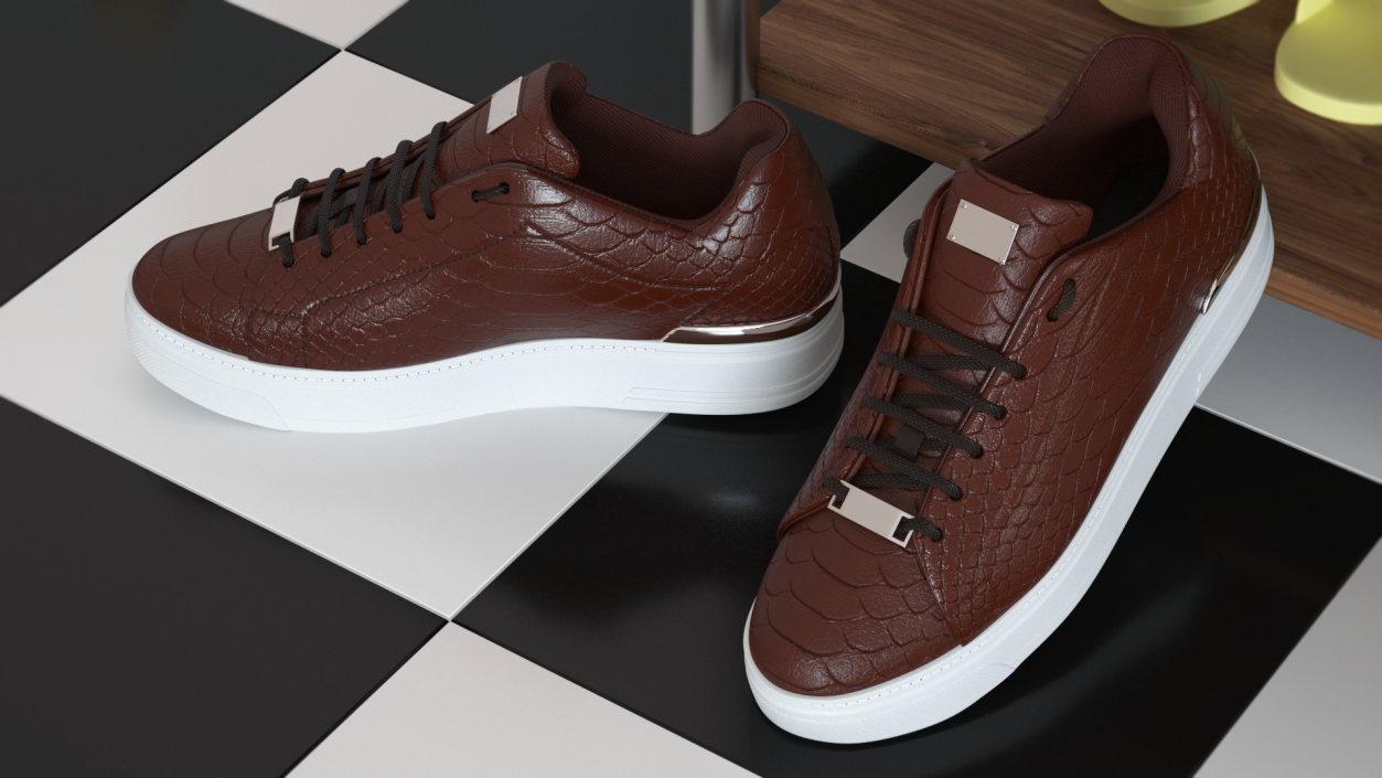 Sneakers Python Leather Brown 3D model