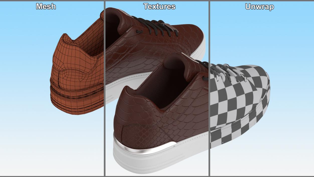 Sneakers Python Leather Brown 3D model