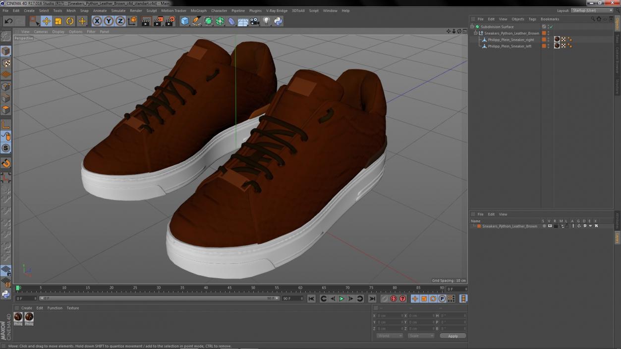 Sneakers Python Leather Brown 3D model