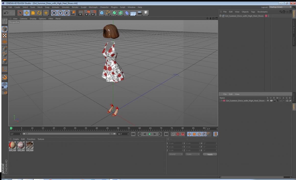 3D Girl Summer Dress with High Heel Shoes model