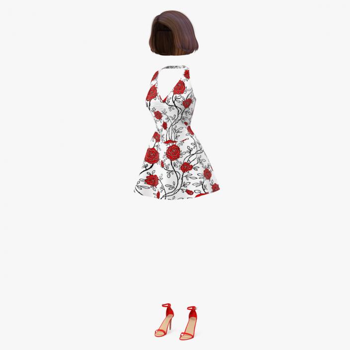 3D Girl Summer Dress with High Heel Shoes model