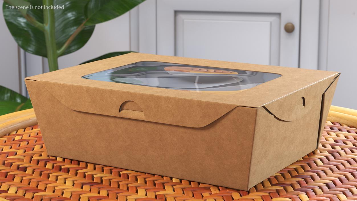 Kraft Salad Box with Clear Window Set 3D