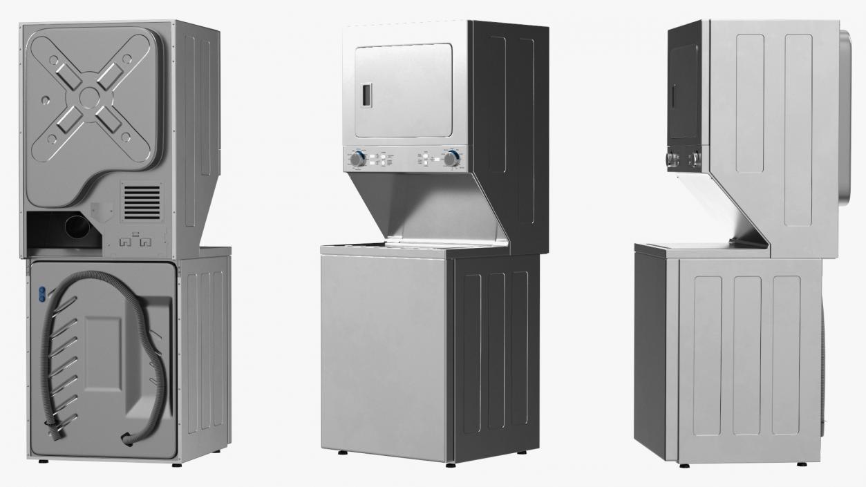 3D model Washer Dryer Combo Machine Metallic