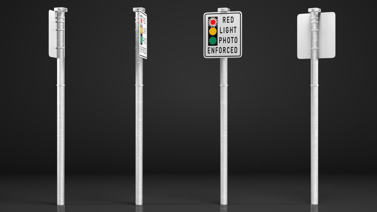 Red Light Camera Warning Sign 3D model