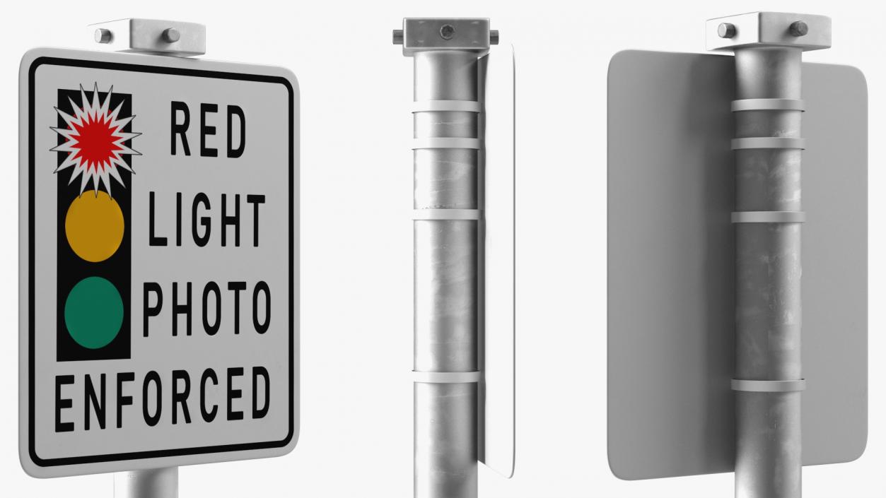 Red Light Camera Warning Sign 3D model