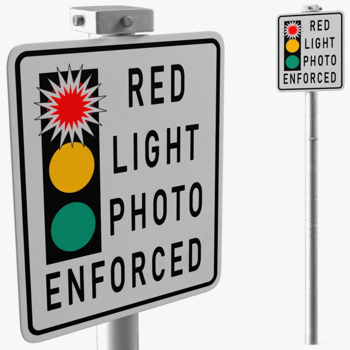 Red Light Camera Warning Sign 3D model