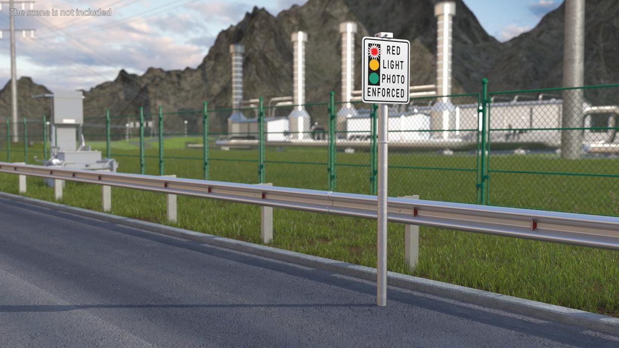 Red Light Camera Warning Sign 3D model