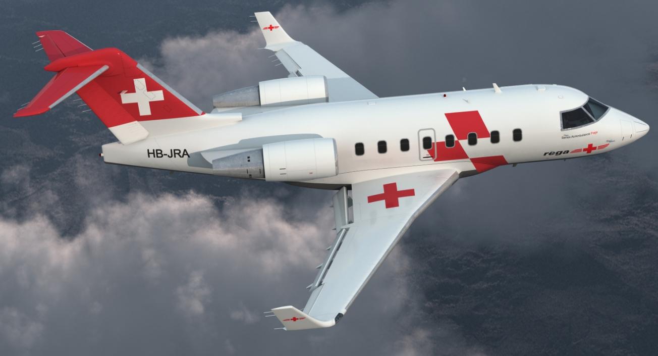 Swiss Air Ambulance Jet Bombardier Challenger 604 3D model