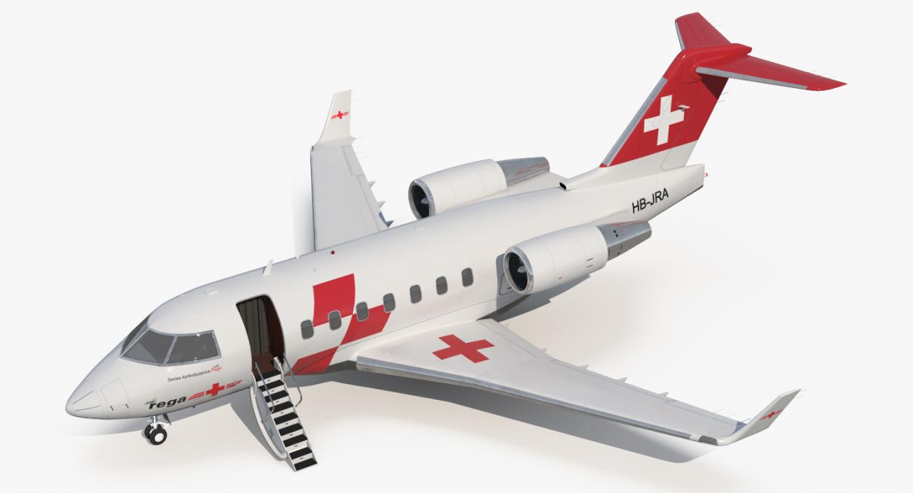 Swiss Air Ambulance Jet Bombardier Challenger 604 3D model