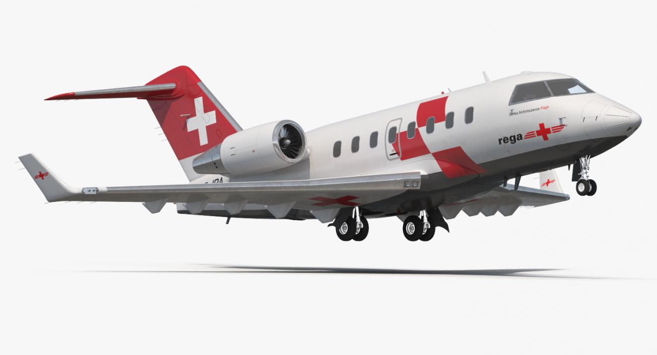 Swiss Air Ambulance Jet Bombardier Challenger 604 3D model