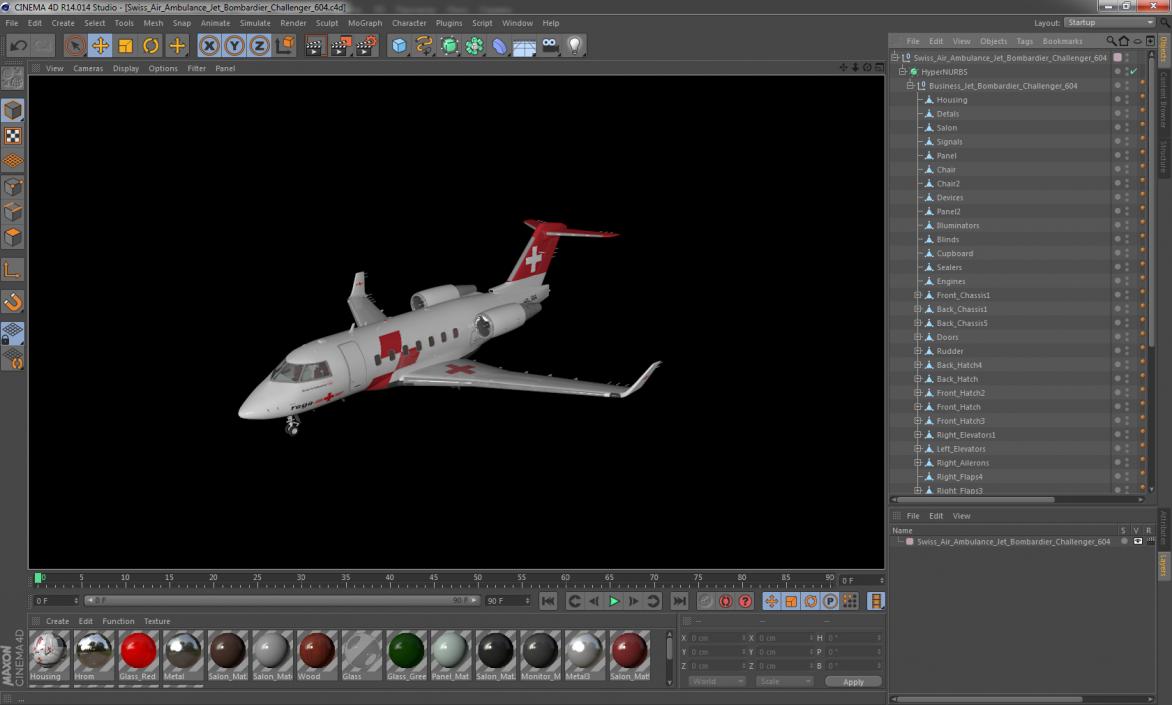 Swiss Air Ambulance Jet Bombardier Challenger 604 3D model