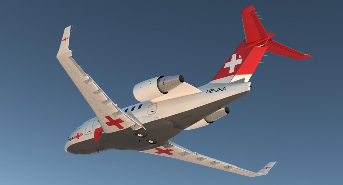 Swiss Air Ambulance Jet Bombardier Challenger 604 3D model