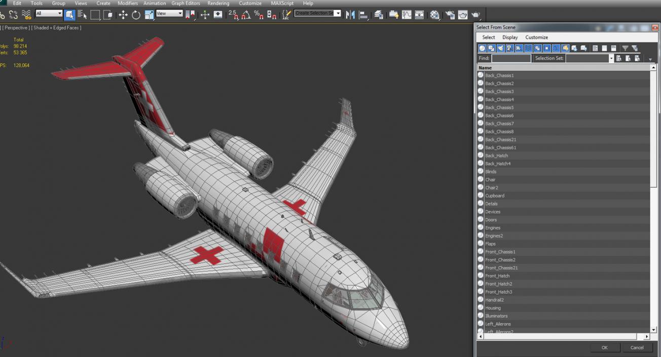 Swiss Air Ambulance Jet Bombardier Challenger 604 3D model