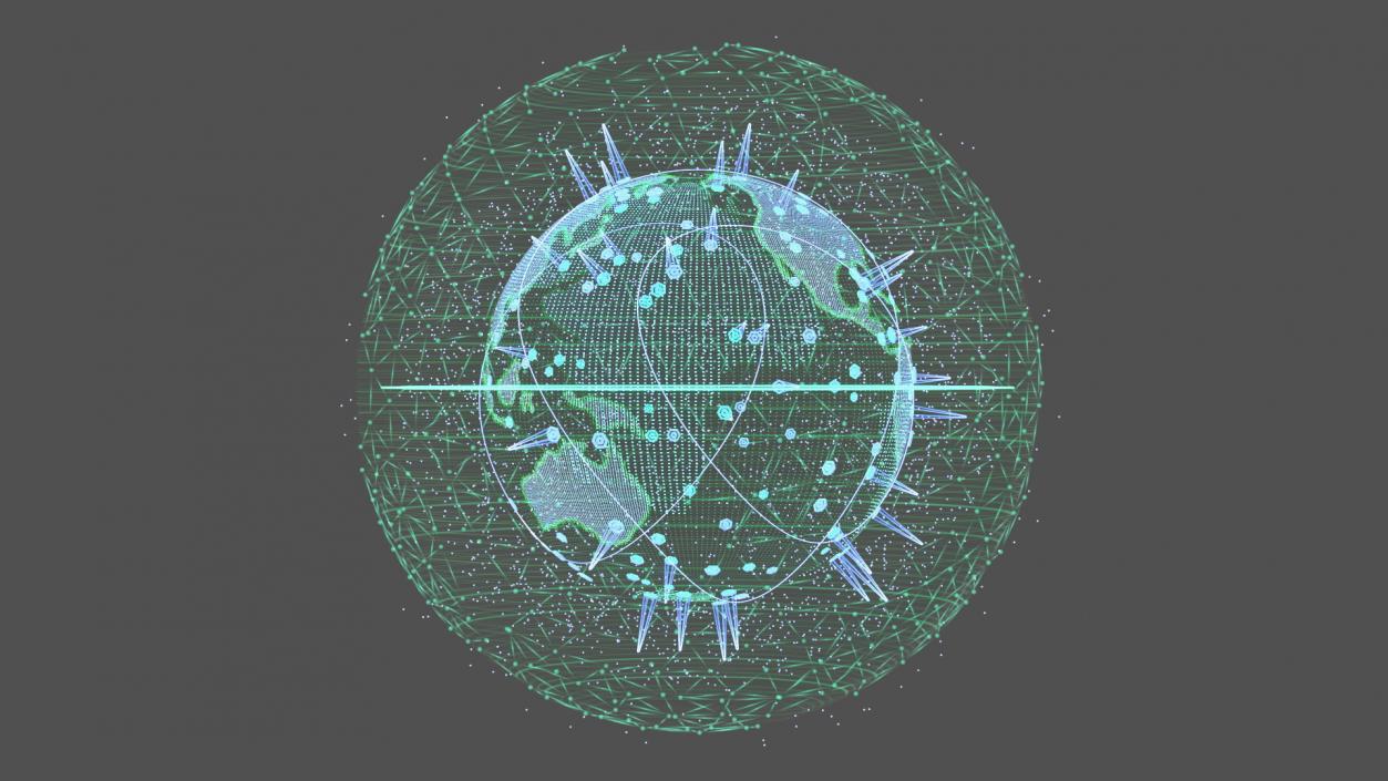 3D Futuristic Globe Hologram Green