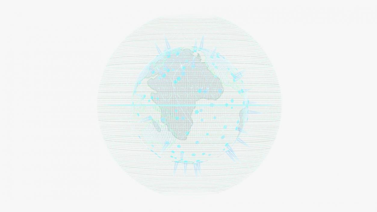 3D Futuristic Globe Hologram Green