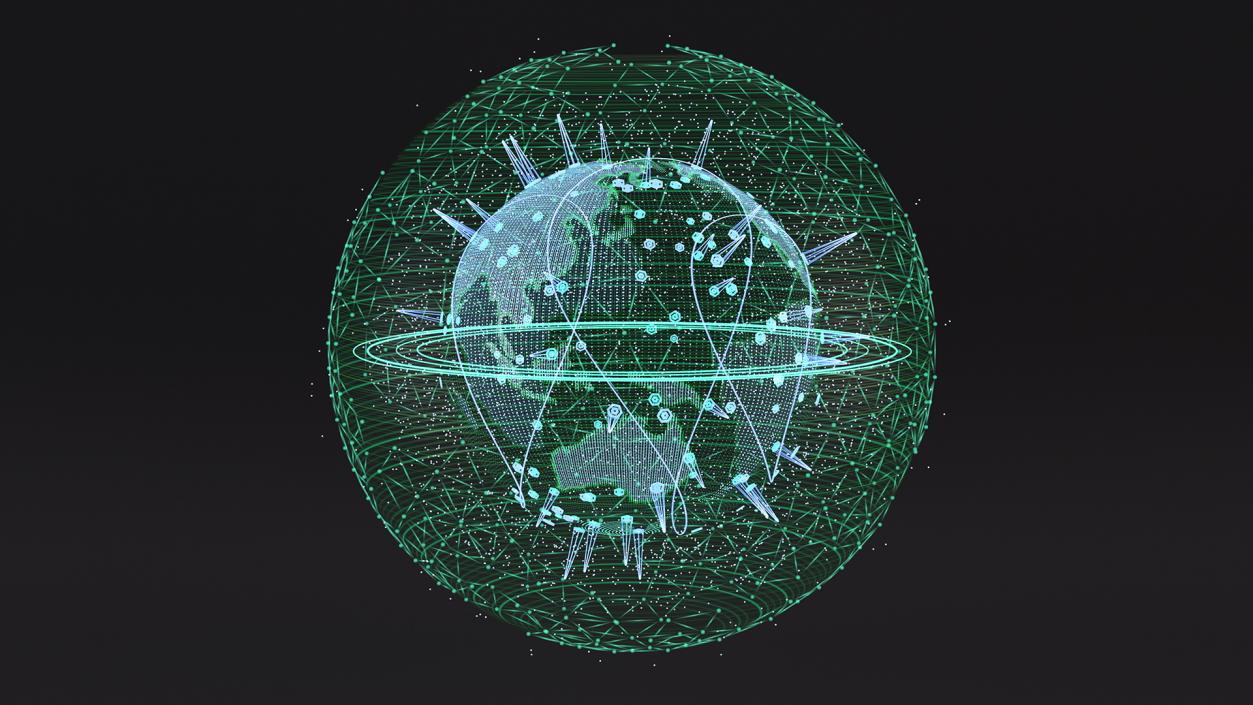 3D Futuristic Globe Hologram Green