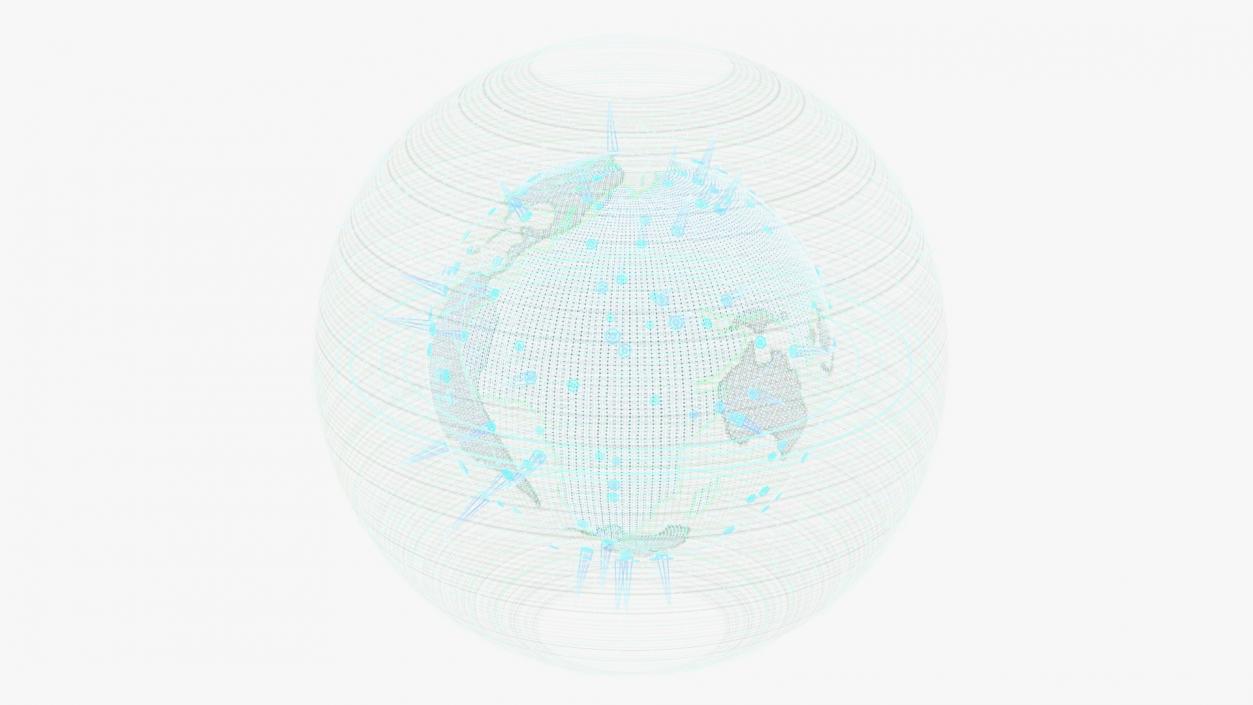 3D Futuristic Globe Hologram Green