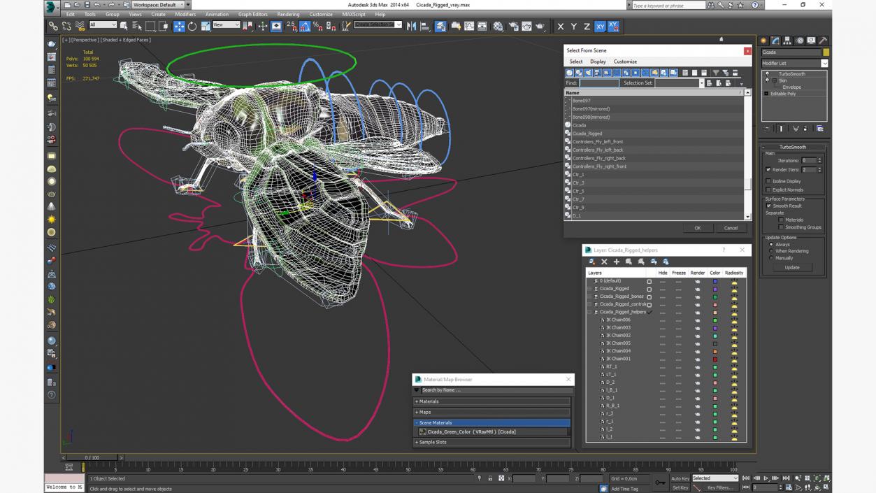 Cicada Rigged for Maya 3D