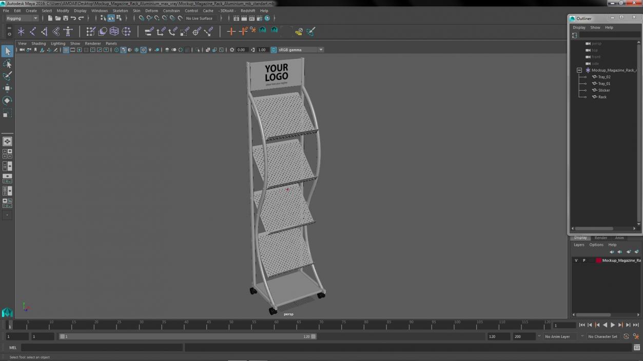 3D model Mockup Magazine Rack Aluminium