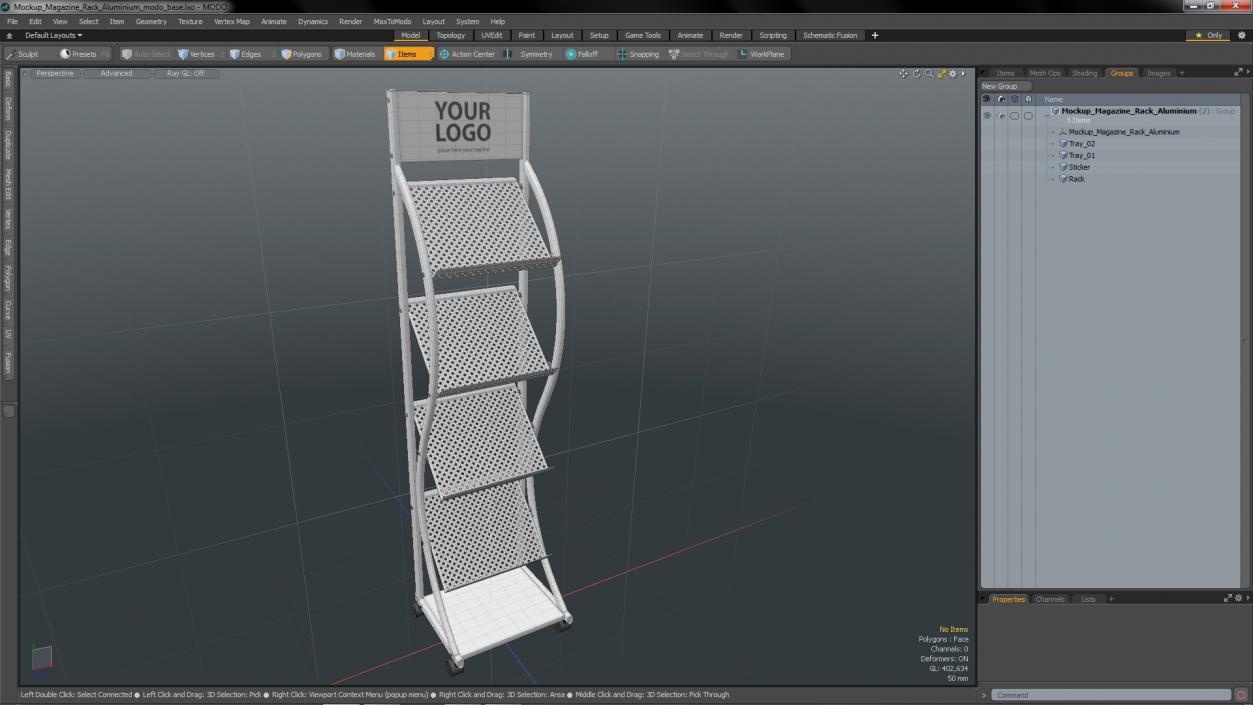 3D model Mockup Magazine Rack Aluminium