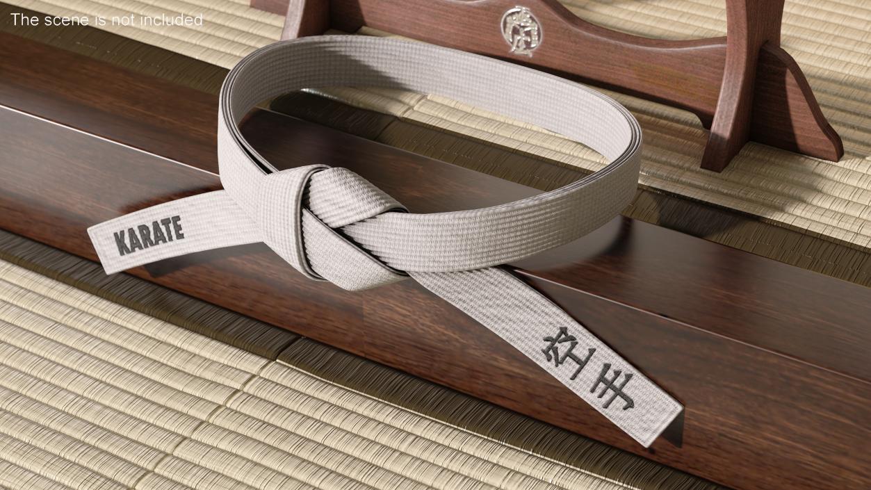 Karate White Waist Belt Obi 3D