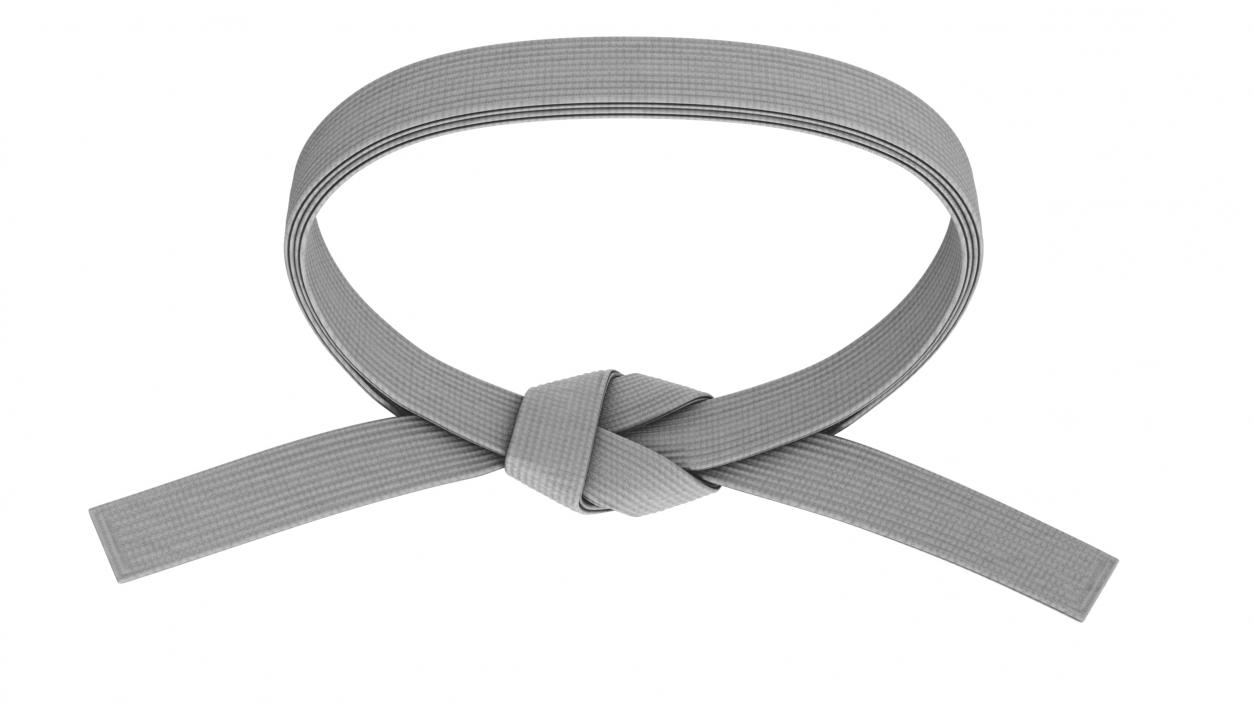 Karate White Waist Belt Obi 3D