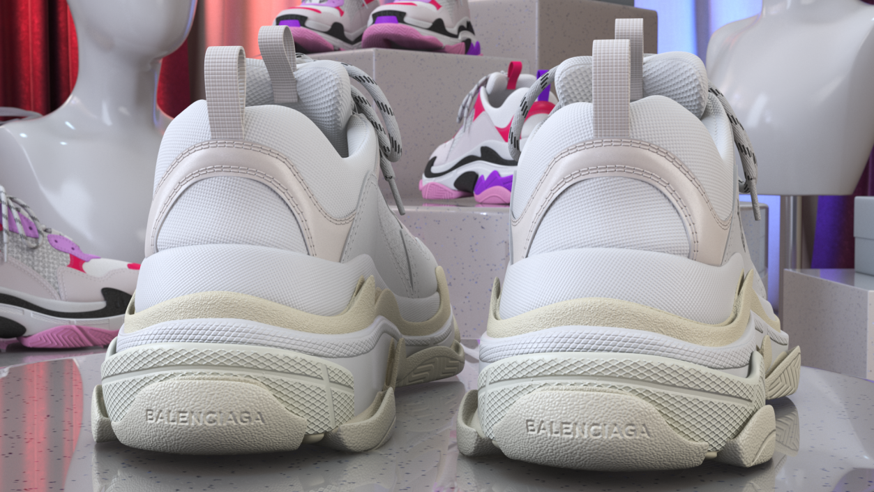 3D Balenciaga Triple S Sneaker White model