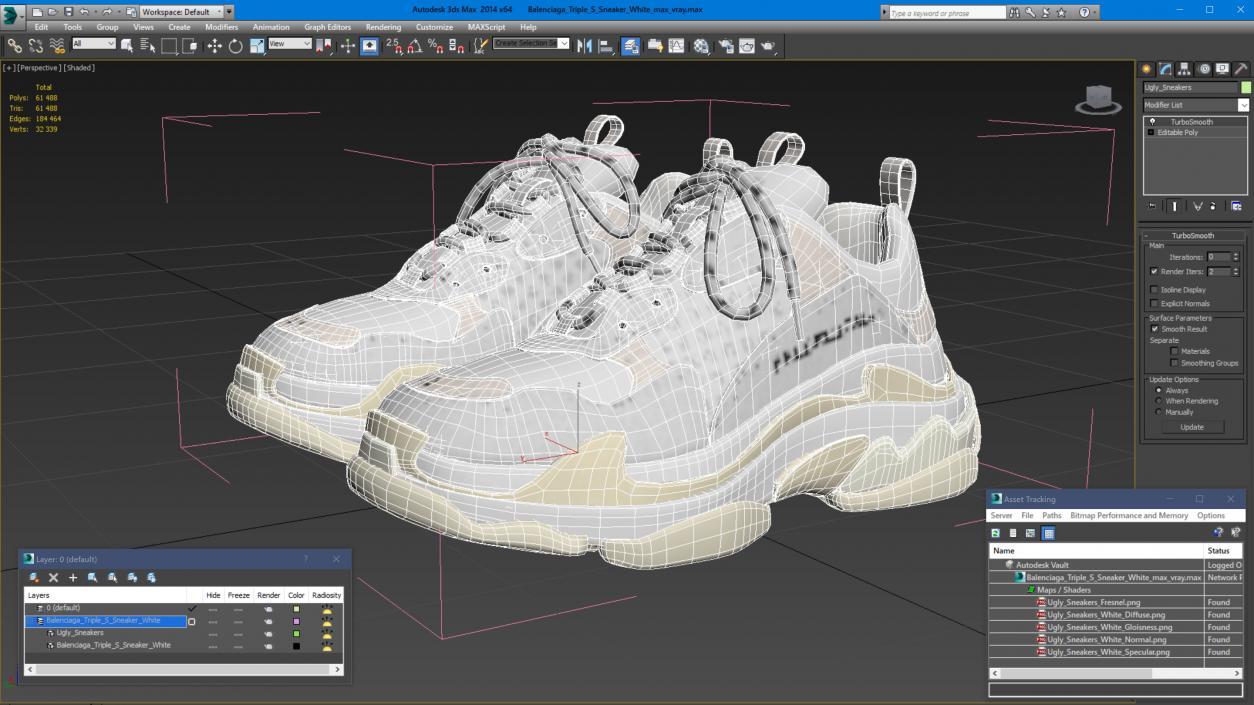 3D Balenciaga Triple S Sneaker White model