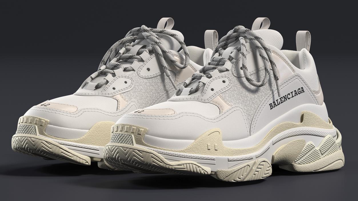 3D Balenciaga Triple S Sneaker White model