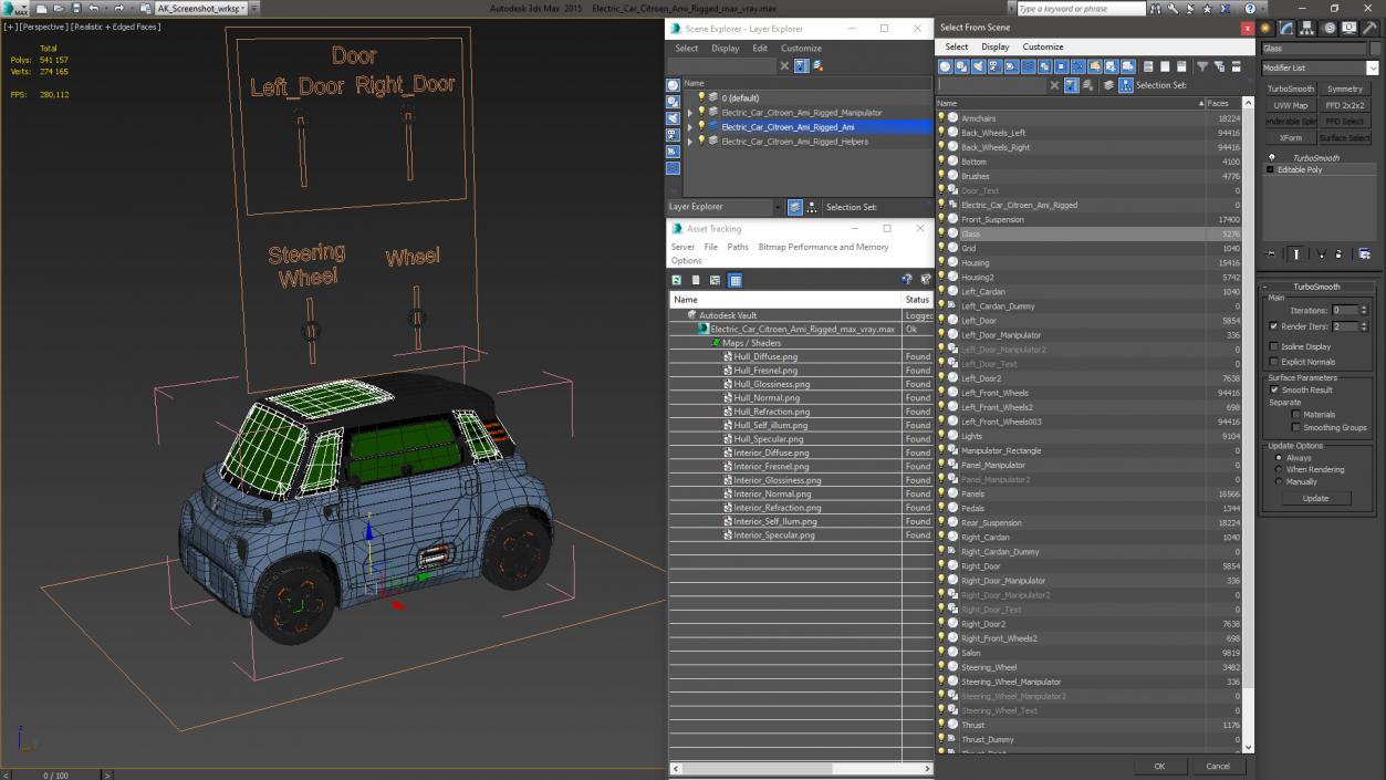 3D model Electric Car Citroen Ami Rigged for Maya