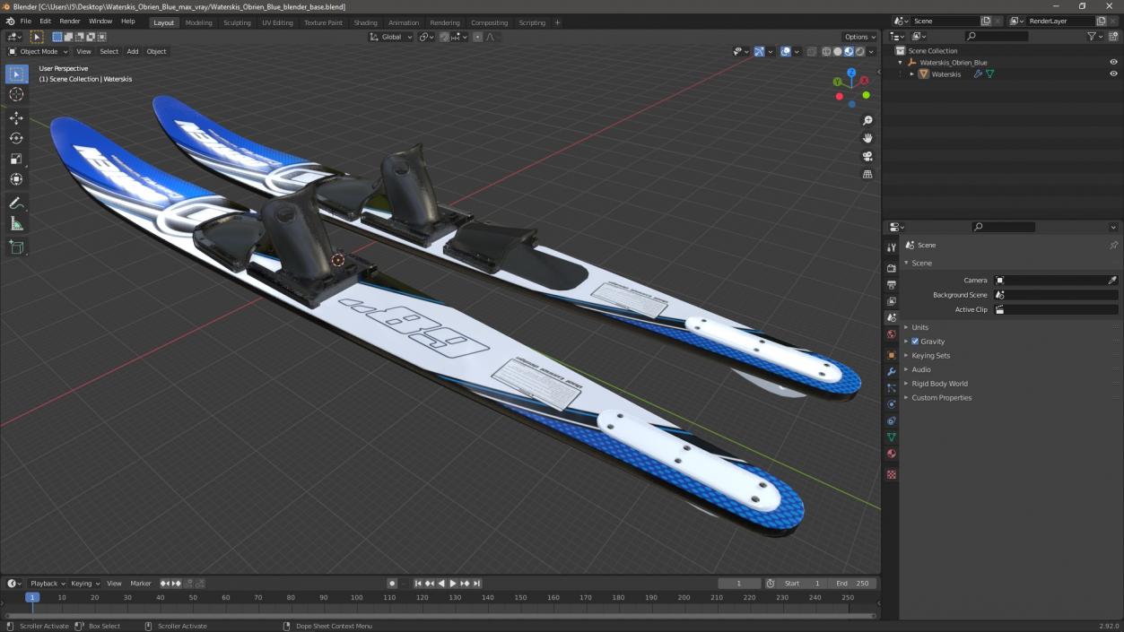 3D Waterskis Obrien Blue